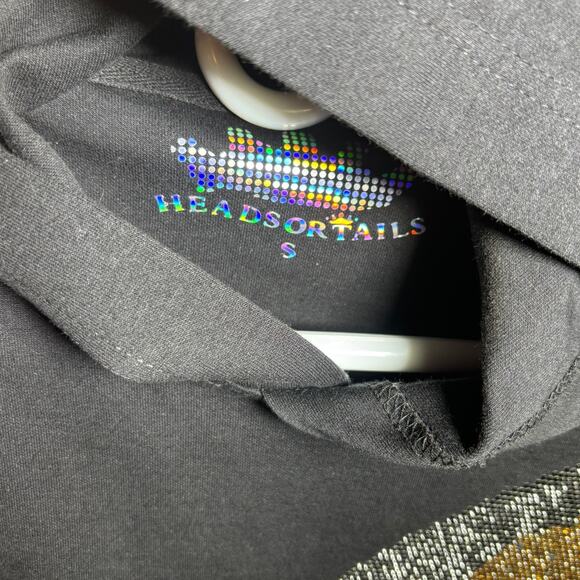 Heads or Tails Long Sleeve Hoodie (Blinged Gold Skulls) Black women's Sz Small - Picture 3 of 7